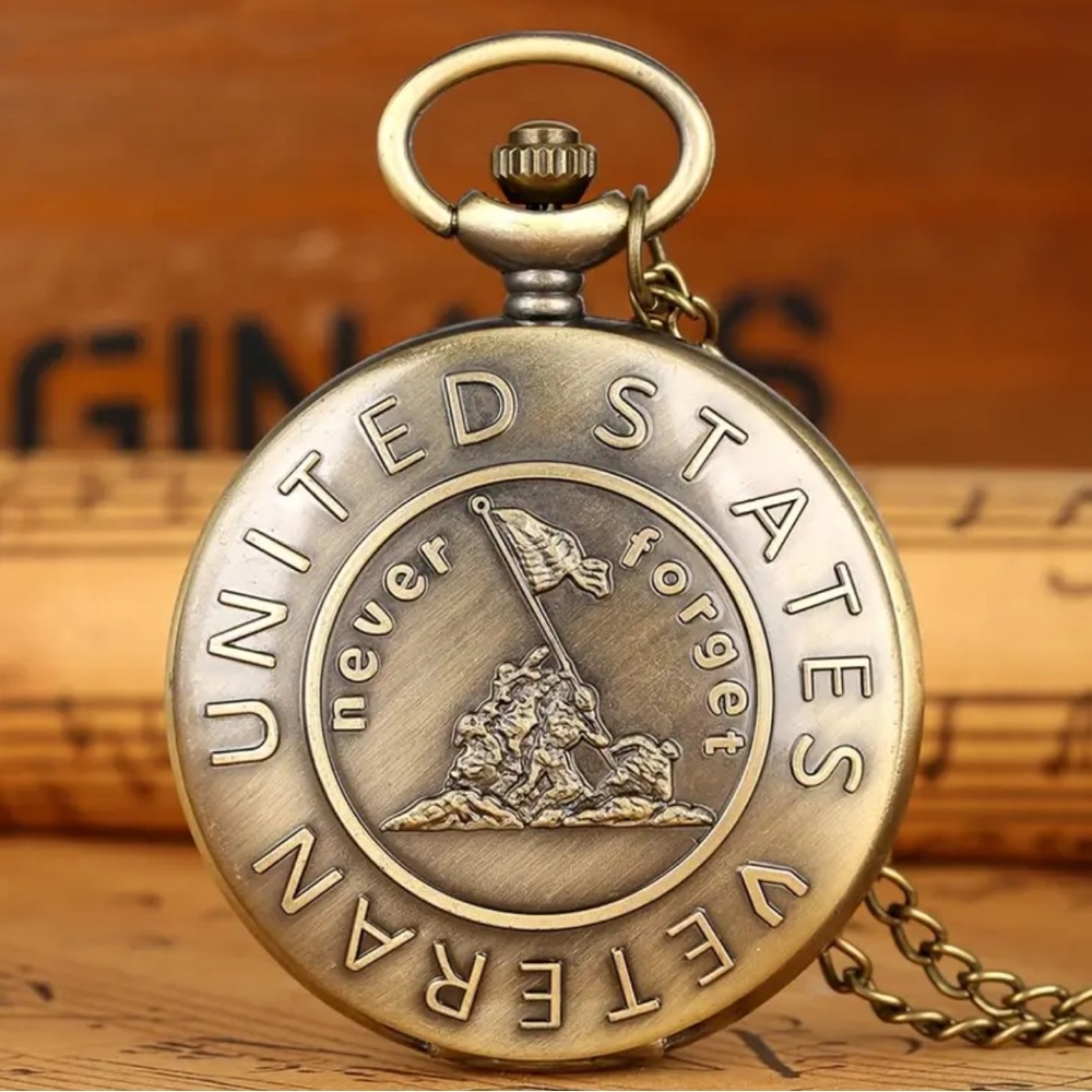 US Veteran Bronze Quartz Pocket Watch
